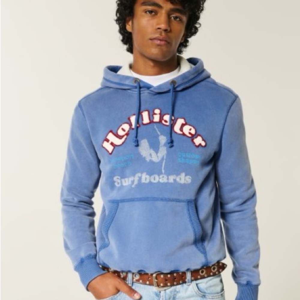 Hollister Blue Graphic Men's Hoodie Brand New